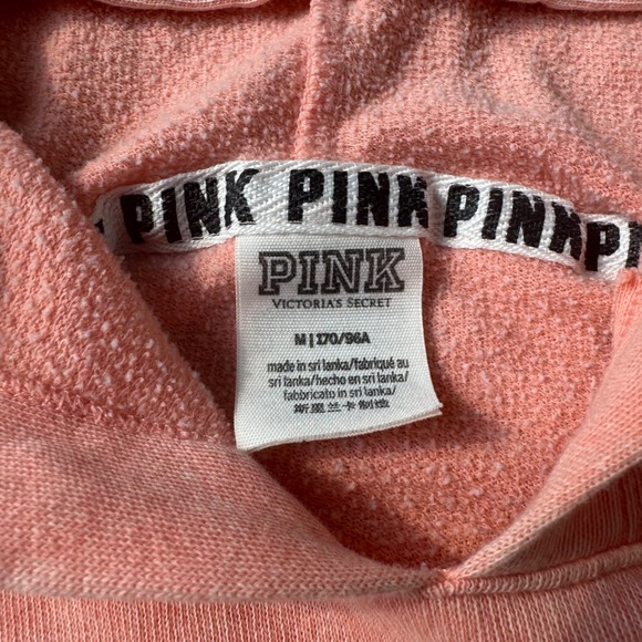 Y2K Victoria's Secret PINK Cropped Logo Hoodie Pullover‎ Size M Coral Retro - Picture 2 of 3